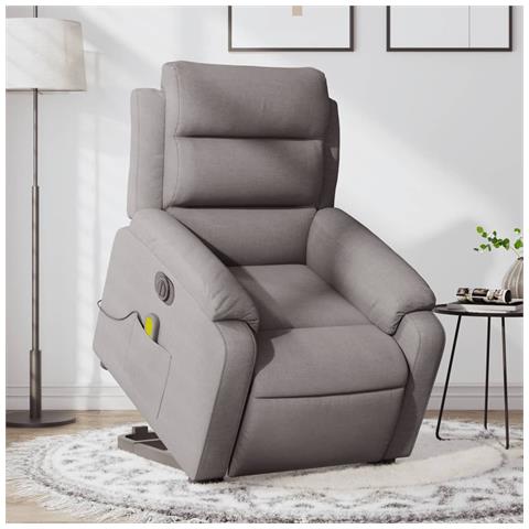 Poltrona Alzapersona Massaggiante Elettrica Tortora in Tessuto - Foto 2