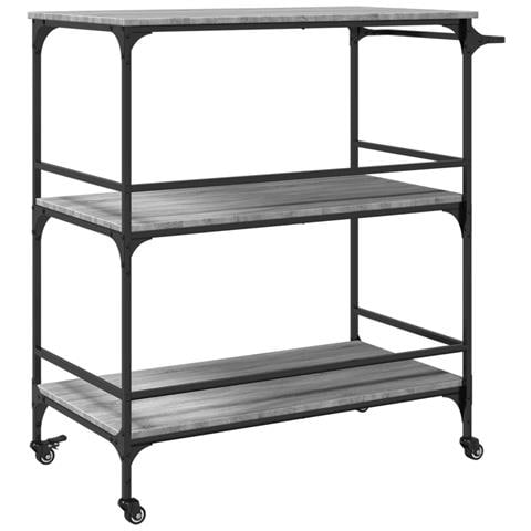 Carrello Cucina Grigio Sonoma 100,5x50x105 cm Legno Multistrato - Foto 9