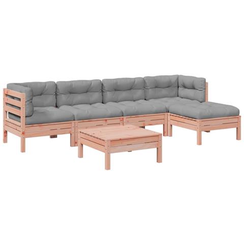Set Divani Giardino 6 pz Cuscini Legno Massello Abete Douglas - Foto 1