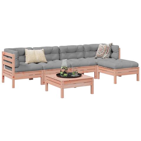 Set Divani Giardino 6 pz Cuscini Legno Massello Abete Douglas - Foto 2