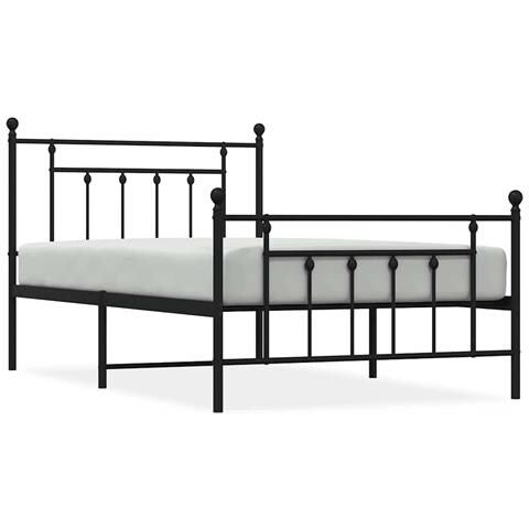 Giroletto con Testiera e Pediera Metallo Nero 100x200 cm - Foto 1