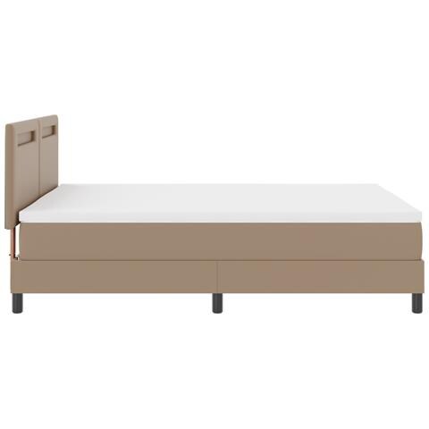 Letto a Molle con Materasso Cappuccino 140x190 cm in Pelle Sintetica, Testiera di Design Semplice Cappuccino 140 cm in Pelle Sintetica - Foto 9