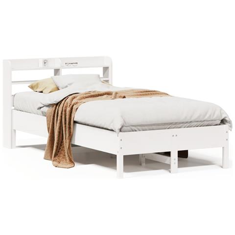 Letto senza Materasso Bianco 120x190 cm Legno Massello di Pino - Foto 1