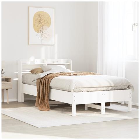 Letto senza Materasso Bianco 120x190 cm Legno Massello di Pino - Foto 2