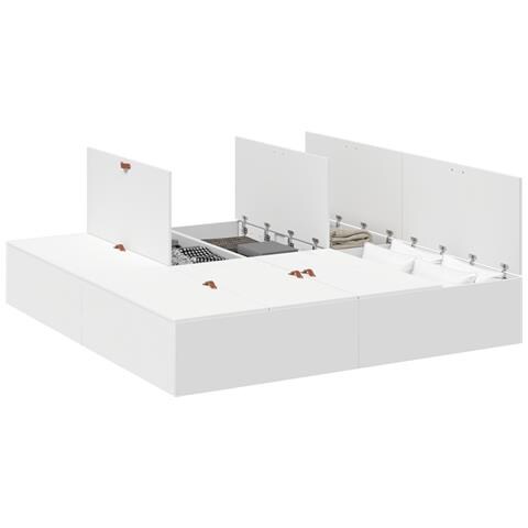 Struttura Letto con Contenitore Bianca 200x200 cm - Foto 1