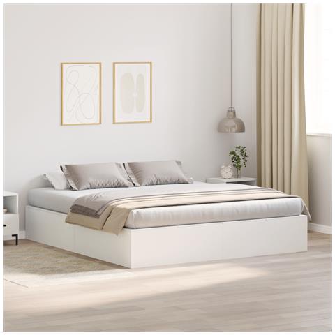 Struttura Letto con Contenitore Bianca 200x200 cm - Foto 2
