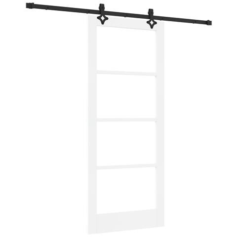 "Porta Scorrevole  con Set di Hardware ""ORKDAL"" Legno Solido Bianco e Vetro, Porta Interna  con Vetro ""ORKDAL"" Bianco 83x202x4 cm" - Foto 1