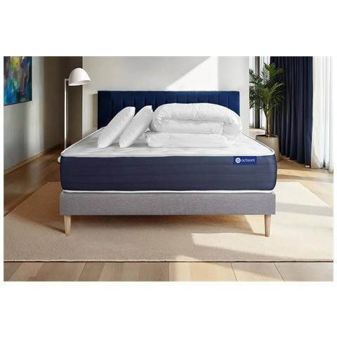 Pacchetto Letto Completo - Materasso 160x200cm + Box Spring Con Doghe (in Kit) + 2 Cuscini + Piumino - Actilatex Sleep - Foto 1