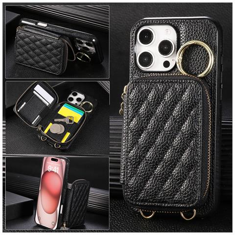 Elegante Custodia A Tracolla Con Portafoglio In Pelle Pu Con Texture Lychee Compatibile Con Iphone 16 Pro - Foto 2