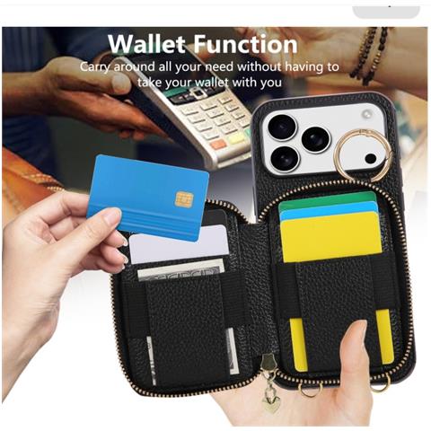 Elegante Custodia A Tracolla Con Portafoglio In Pelle Pu Con Texture Lychee Compatibile Con Iphone 16 Pro - Foto 7