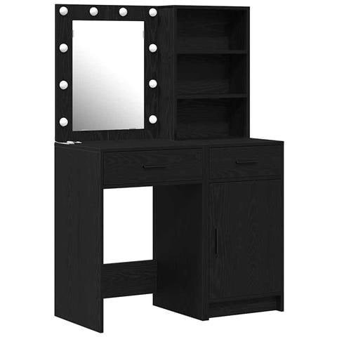 Set Tavolo da Trucco 2 pcs Rovere nero 50 x 41 x 135 cm - Foto 1