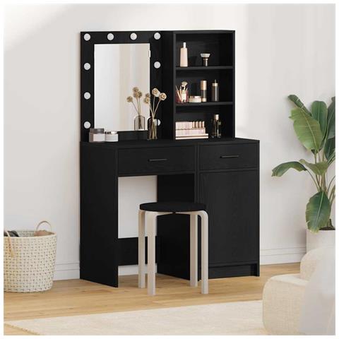 Set Tavolo da Trucco 2 pcs Rovere nero 50 x 41 x 135 cm - Foto 2