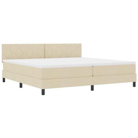 Letto a molle con materasso Crema 200 x 200 cm Tessuto - Foto 1