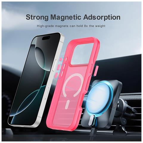 Custodia Magnetica Rosa Soft Touch Compatibile Con Iphone 17 Pro Max - Ricarica Wireless Magsafe - Foto 2