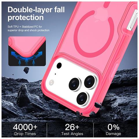 Custodia Magnetica Rosa Soft Touch Compatibile Con Iphone 17 Pro Max - Ricarica Wireless Magsafe - Foto 5