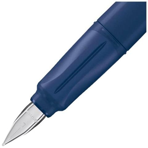EASYbuddy - Penna Stilografica Ergonomica per Bambini - Twilight Sky - Blu Acciaio /Lime - Punta Mancini - Cartuccia Blu inclusa - Foto 2