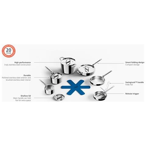 Set Di Sei Pentole Space Steel Acciaio Inox Con Manici Pieghevoli Adatte Per Induzione Alta Durata E Qualità Professionale - Foto 6