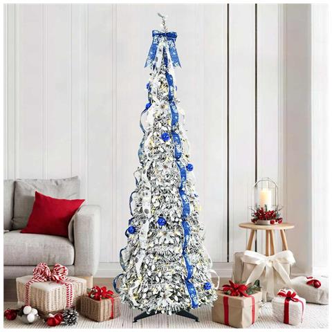 Albero di Natale artificiale con 200 LED Bianco 210 cm PVC - Foto 2