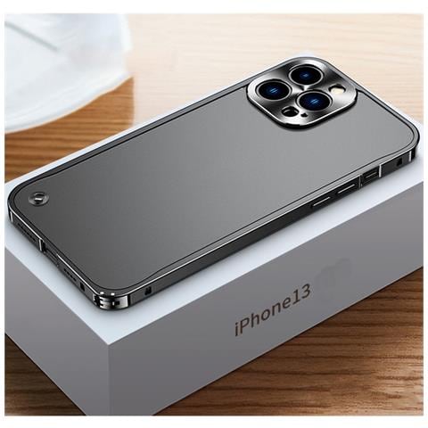 Elegante Custodia Con Telaio In Lega Di Alluminio Nero Con Fibbia A Cavalluccio Marino, Non Magnetica, Compatibile Con Iphone 17 - Foto 4