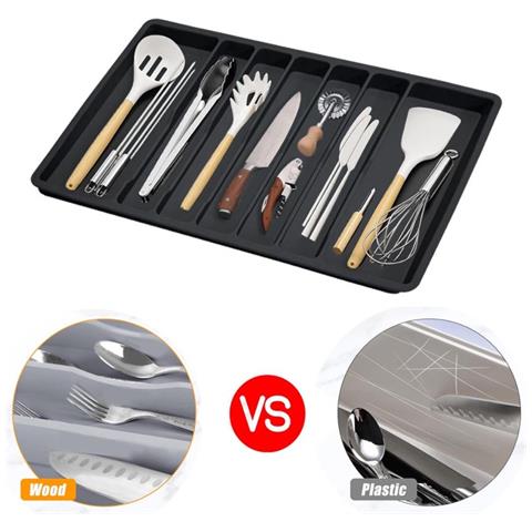 Organizzatore Per Cassetti In Silicone Nero (57x35.5x3cm) - Portaoggetti Multicomparto - Foto 4