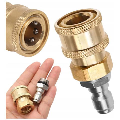 Adattatore Sgancio Rapido Qc14 - 1/4"" Femmina A 1/4"" Maschio | Ottone + Acciaio Inox | Per Idropulitrici E Accessori Alta Pressione - Foto 1