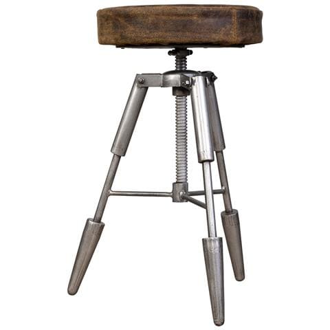 Sgabello In Metallo E Pelle Marrone 39x39x55h - Foto 2