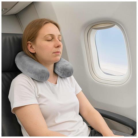 Cuscino da Viaggio per il Collo Grigio 27 x 27 x 8,5 cm - Foto 2