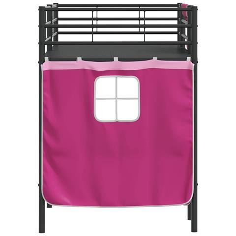 Struttura del Letto Loft per Bambini con Tendine Nero e rosa - Foto 9