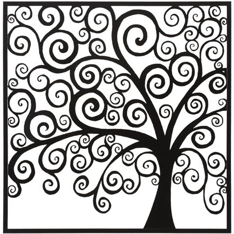 Decorazione In Metallo Albero 1-nero-metallo-100x1x100 Cm - Foto 1