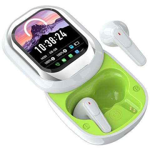 Cuffie Bluetooth Con Display A Schermo Bianco - Auricolari Wireless Con Cancellazione Attiva Del Rumore, Notifiche In Tempo Reale, 50h Di Autonomia, Traduzione 24 Lingue, Impermeabili - Foto 1