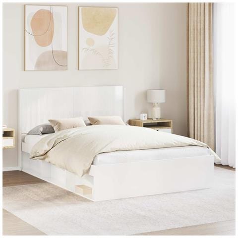 Testiera Letto Bianco Lucido Legno ingegnerizzato - Foto 2