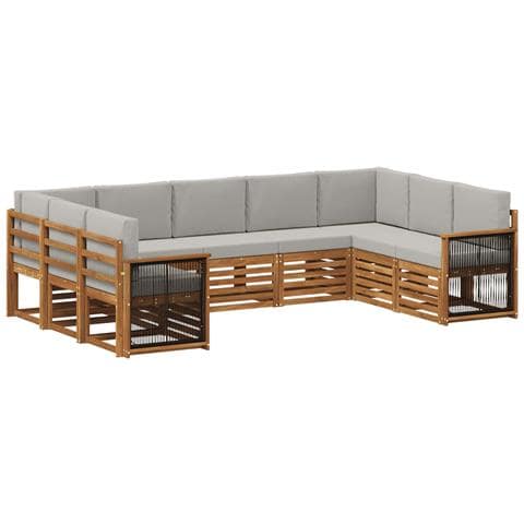 Set divano sezionale con cuscino 7 pcs Naturale e Grigio Chiaro - Foto 1