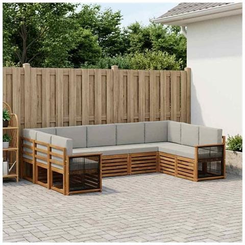Set divano sezionale con cuscino 7 pcs Naturale e Grigio Chiaro - Foto 2