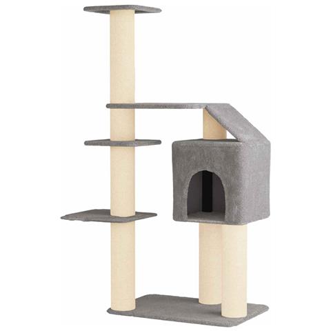 Albero per gatti con pali per graffiare in sisal Grigio Chiaro - Foto 1