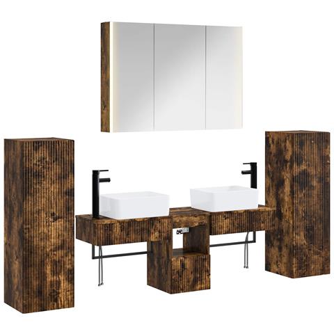 Set di mobili per il bagno 6 pcs Rovere Fumo - Foto 1