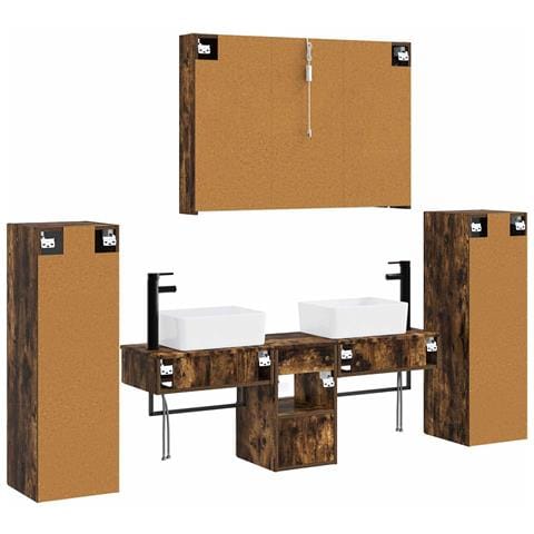 Set di mobili per il bagno 6 pcs Rovere Fumo - Foto 9