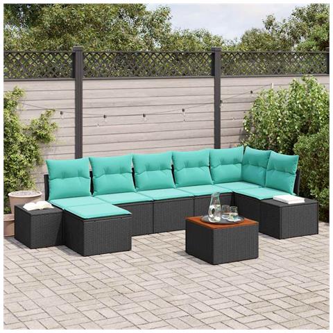 Set Divano da Giardino 8 pz Nero polyrattan - Foto 2