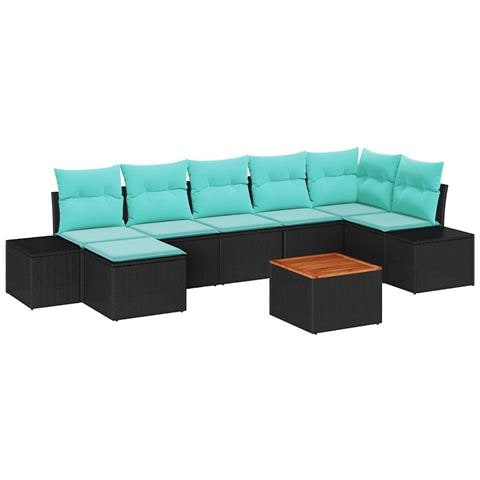 Set Divano da Giardino 8 pz Nero polyrattan - Foto 1