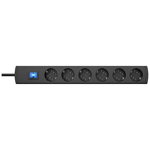 234105009 Duo Versal InOLTRE ciabbata con 6 Prese, Cavo 1,4 m, 3.600 W / 16 A, Presa multipla con Interruttore e presa di contatto chat con chat di Protezione, Sicurezza bambini, Nero - Foto 1