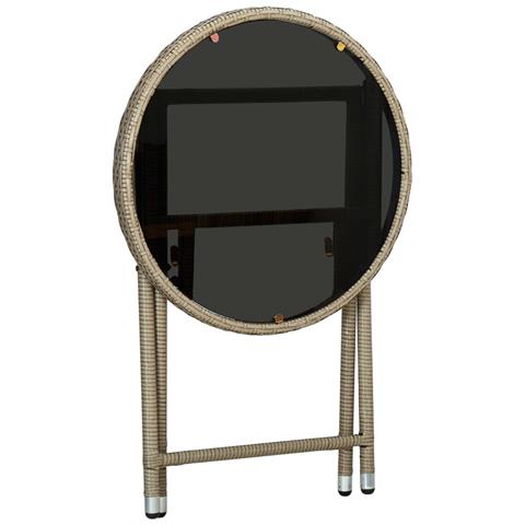 Tavolino Beige 60 Cm In Polyrattan E Vetro Temperato - Foto 2