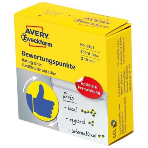 Zweckform Markierungspunkte, Daumen, Gelb / blau Bewertungssymbole Durchmesser: 19 Mm, Sichere Klebkraft, - 1 Stck (3861)  - Foto 1