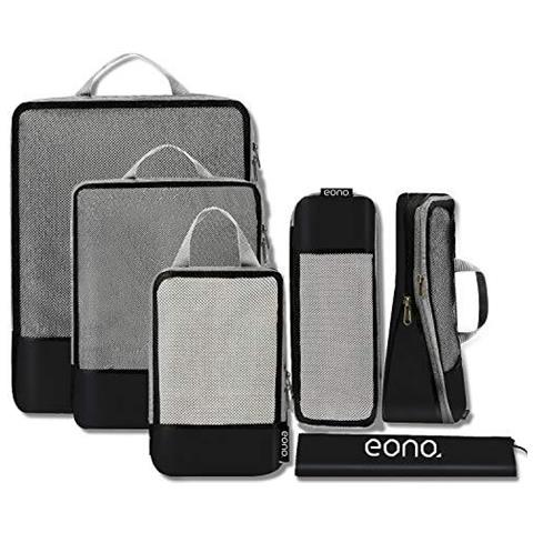 Da Amazon - Compressione Di Imballaggio Cubi Bagagli Di Corsa Organizzatore Set Viaggi Cubi Borse Extensible Organizzatore Per Valigia Di Corsa Organizzazione Nero 6 Set - Foto 1