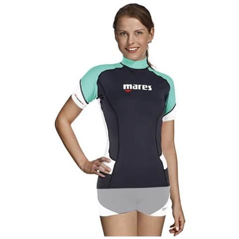 Rash Guard Manica Corta Donna 6 Nero / acquamarina - Foto 1