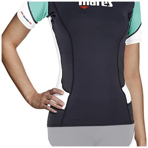 Rash Guard Manica Corta Donna 6 Nero / acquamarina - Foto 3