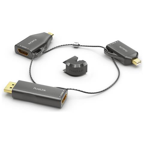 IQ-AR200 adattatore per inversione del genere dei cavi DisplayPort + Mini DisplayPort + USB Type-C 3 x HDMI Nero, Oro - Foto 1
