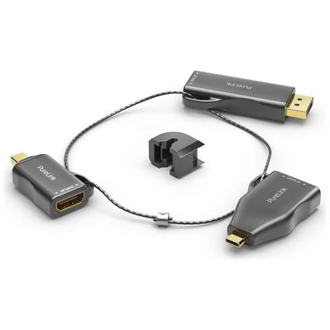 IQ-AR200 adattatore per inversione del genere dei cavi DisplayPort + Mini DisplayPort + USB Type-C 3 x HDMI Nero, Oro - Foto 2