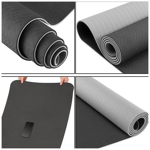 Tappetino Yoga Aerobica Pilates Tappeto Allenamento Fitness Palestra Grigio Nero - Foto 2
