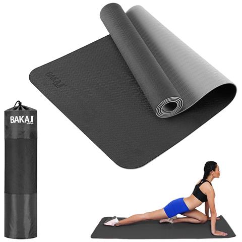 Tappetino Yoga Aerobica Pilates Tappeto Allenamento Fitness Palestra Grigio Nero - Foto 1