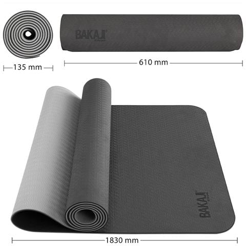 Tappetino Yoga Aerobica Pilates Tappeto Allenamento Fitness Palestra Grigio Nero - Foto 4