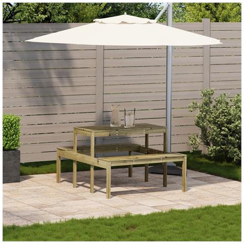 Tavolo Da Picnic 110x134x75 Cm In Legno Impregnato Di Pino - Foto 3